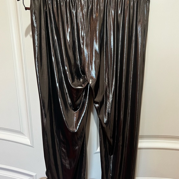 NORMA KAMALI Metallic Shiny Pants EUC Size XL - Picture 3 of 9